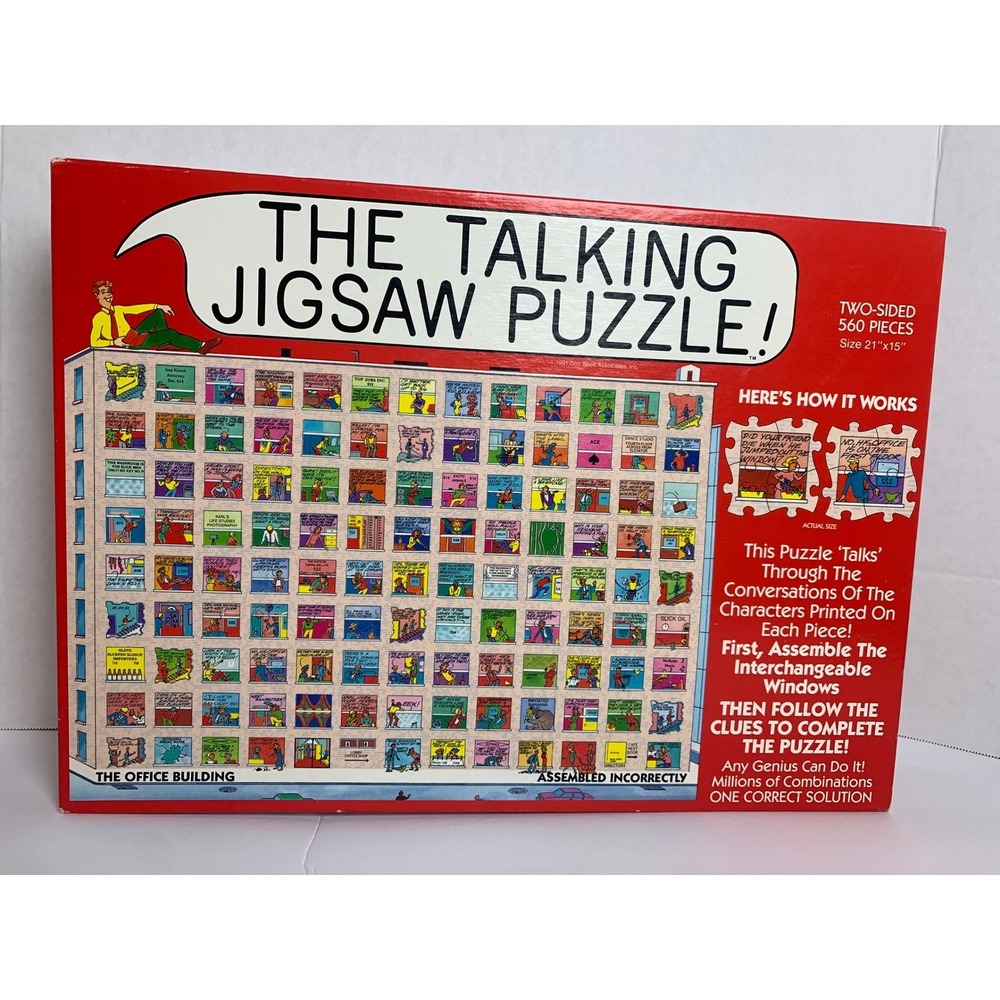Buffalo Games The Talking Jigsaw Puzzle The Office Building 560 Pcs 1991 Vintage